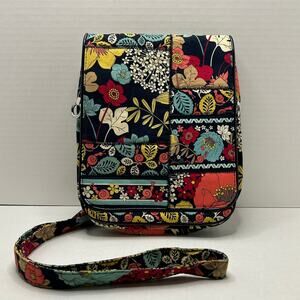 Vera Bradley Happy Snails Organizer Hipster Crossbody Shoulder Bag w/Flowers VGC